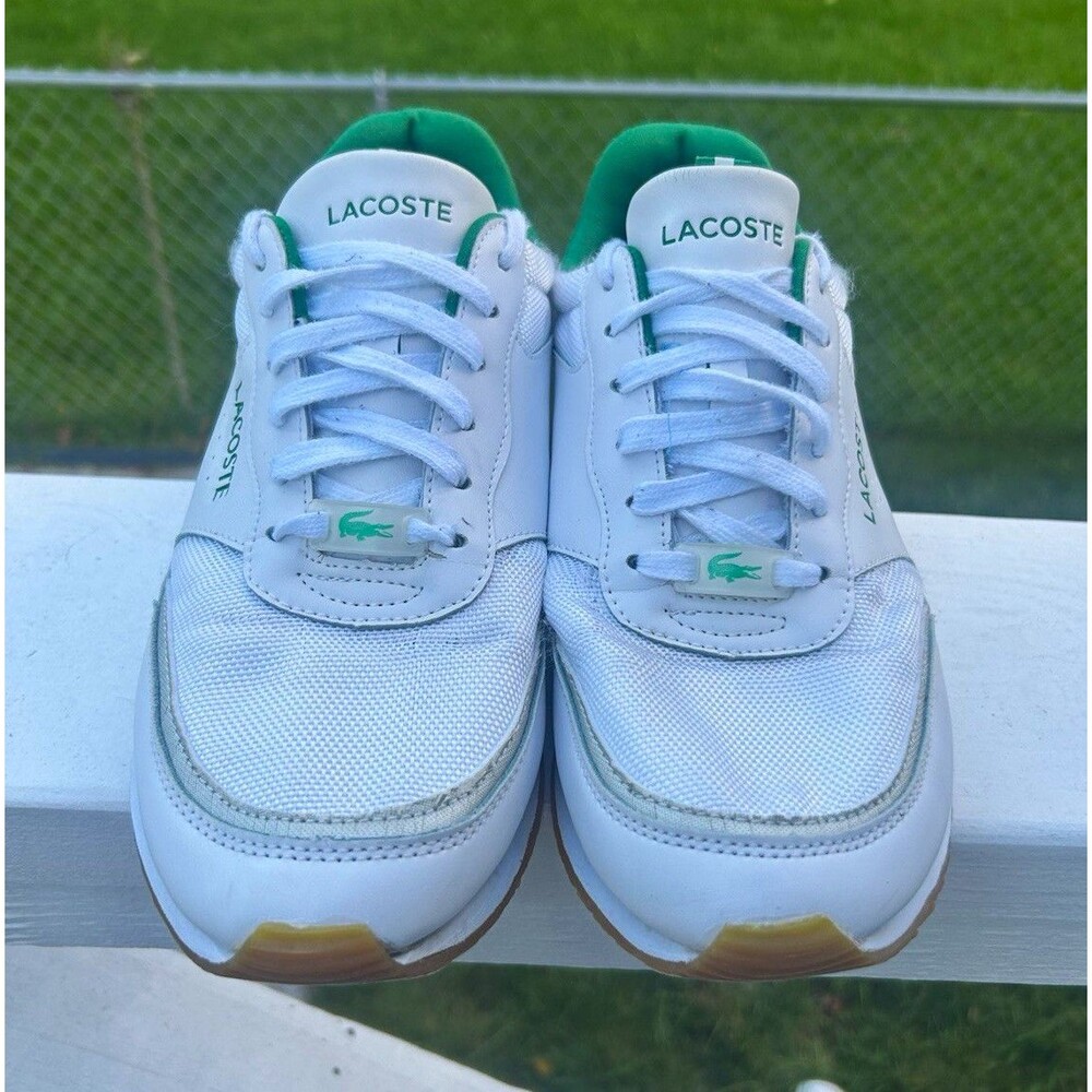 Lacoste Partner Luxe Men’s Size 10.5 White Green Lace-Up Athletic Sneakers